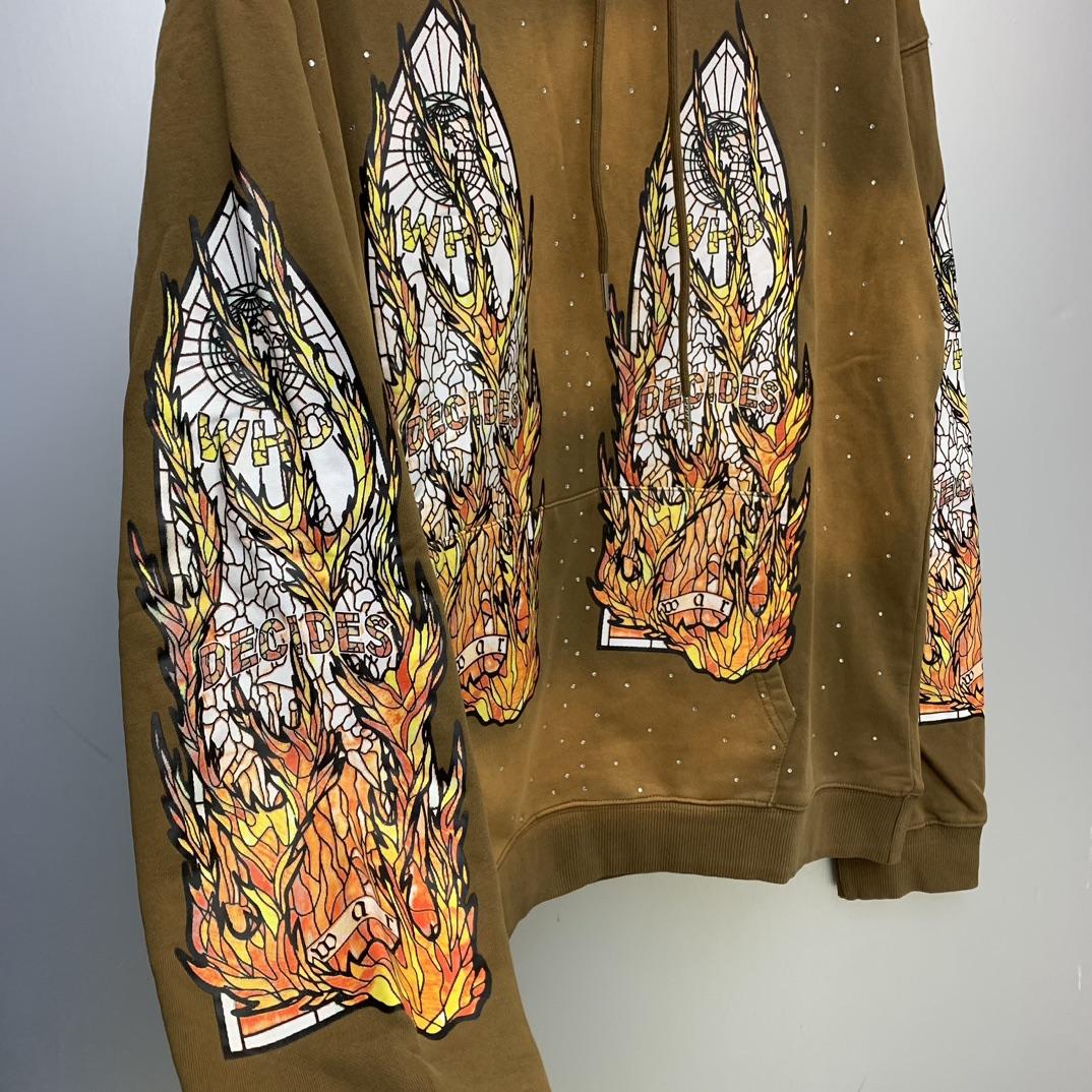 Who Decides War Flame Glass Hooded Sweatshirt - EUR FASHION