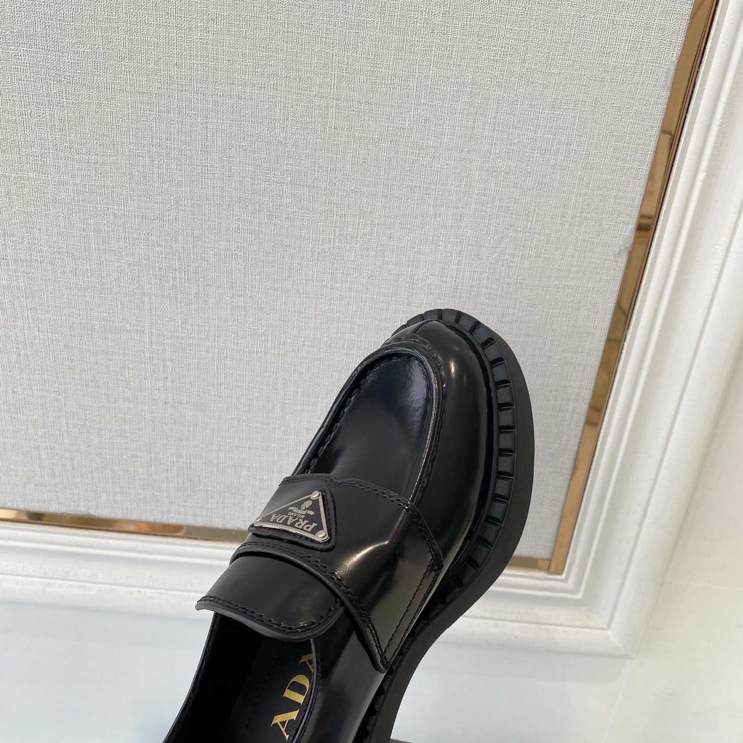 Prada Chocolate Patent Leather Loafers - EUR FASHION