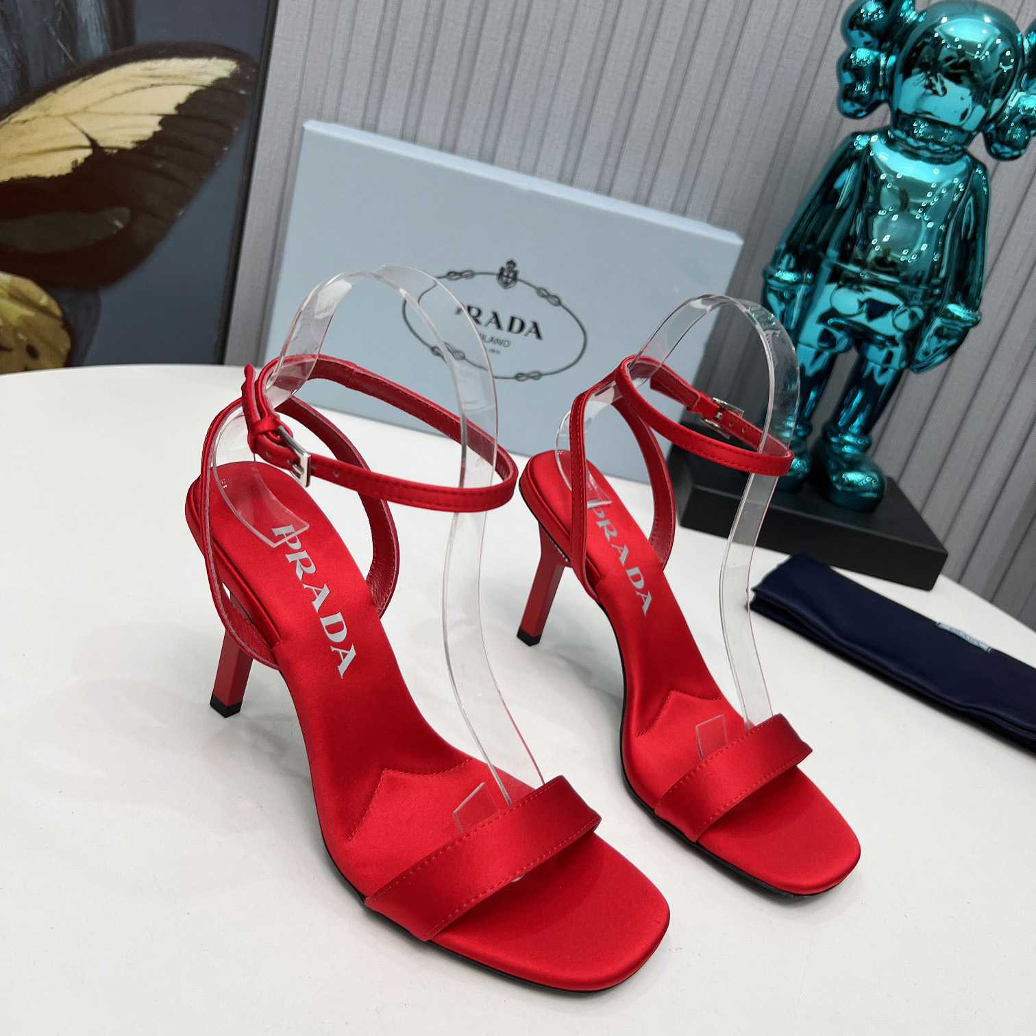 Prada 85mm Geometric-heel Satin Sandals - EUR FASHION