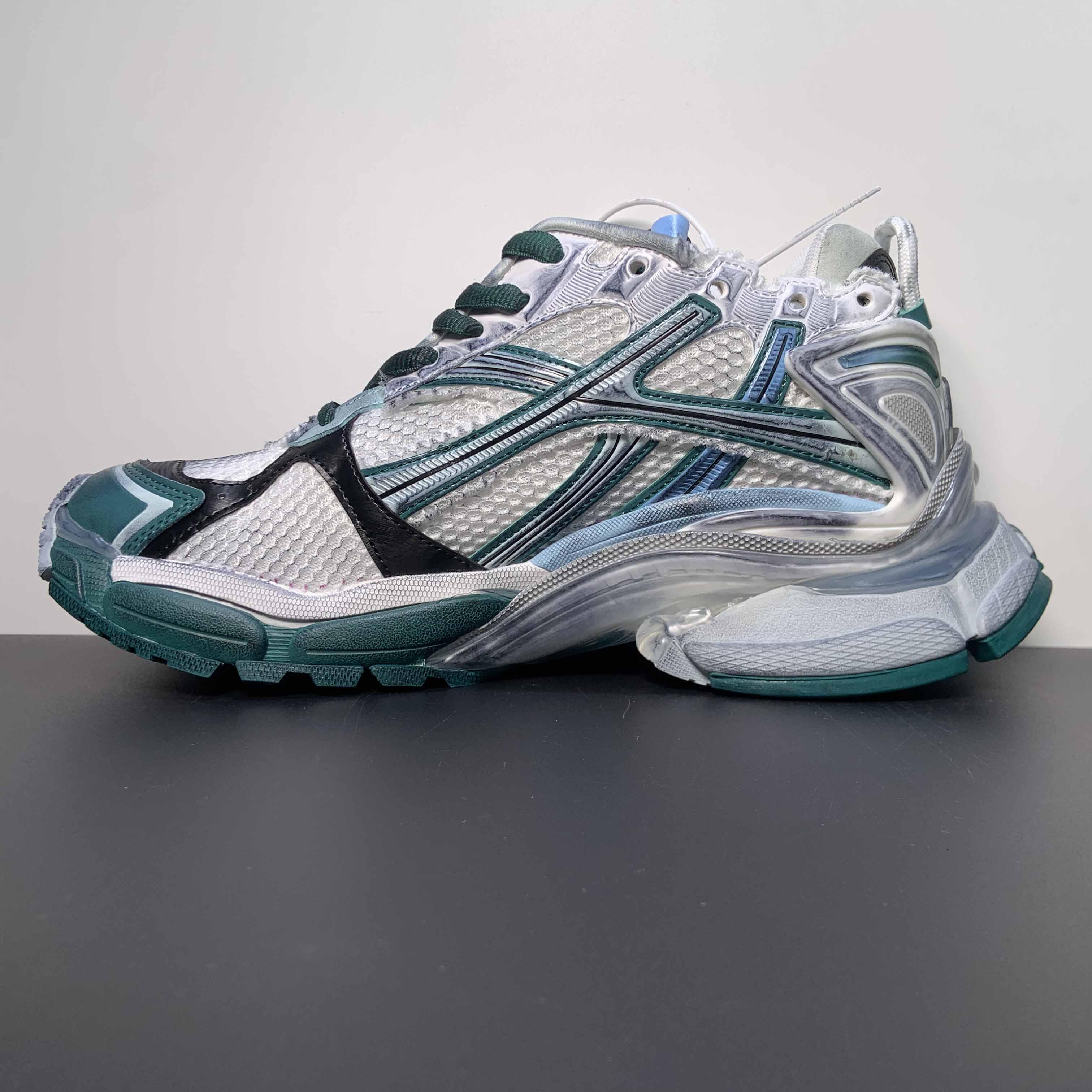 Balenciaga Runner Sneaker In White/Green And Blue - EUR FASHION