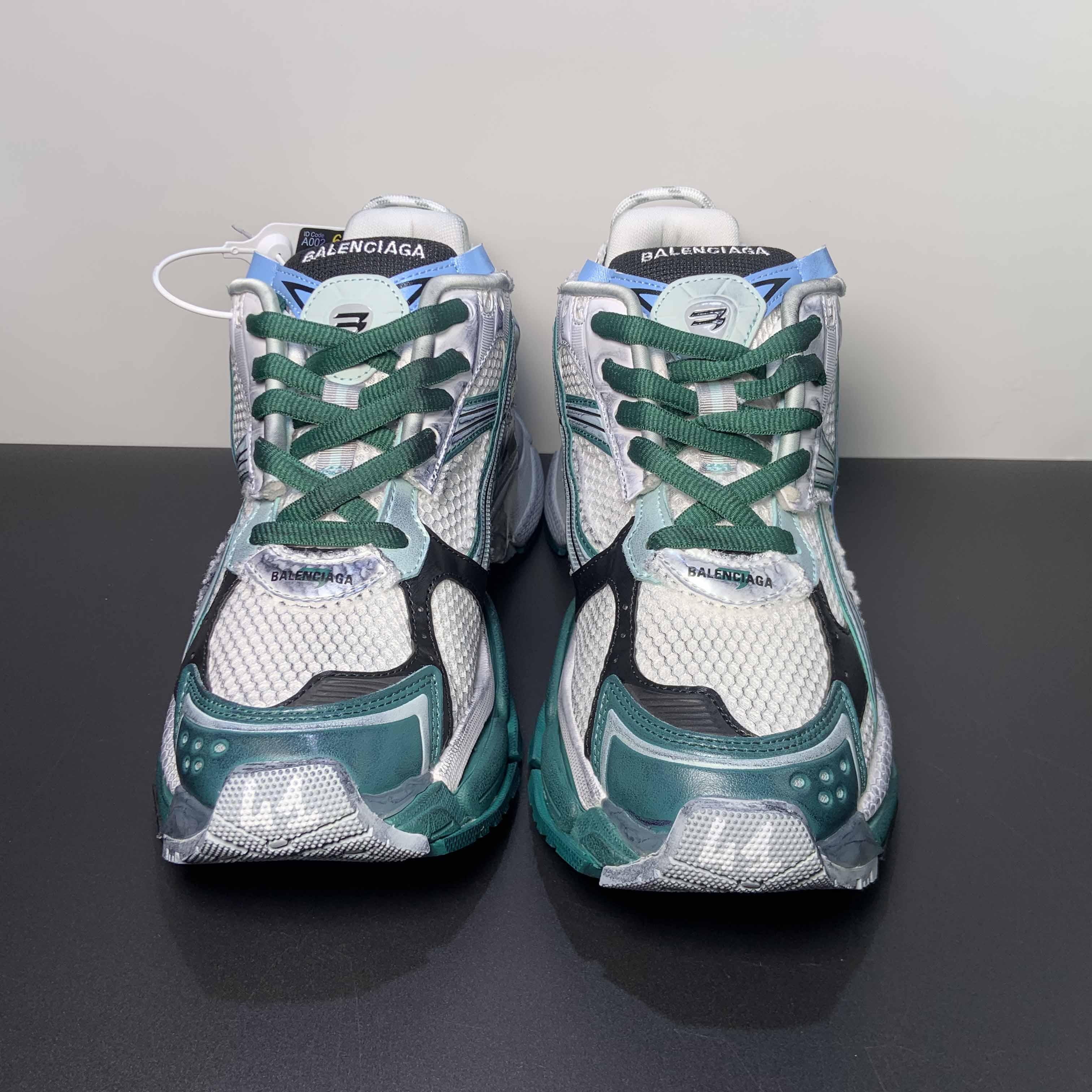 Balenciaga Runner Sneaker In White/Green And Blue - EUR FASHION