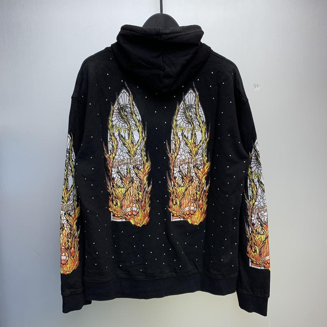 Who Decides War Flame Glass Hooded Sweatshirt - EUR FASHION