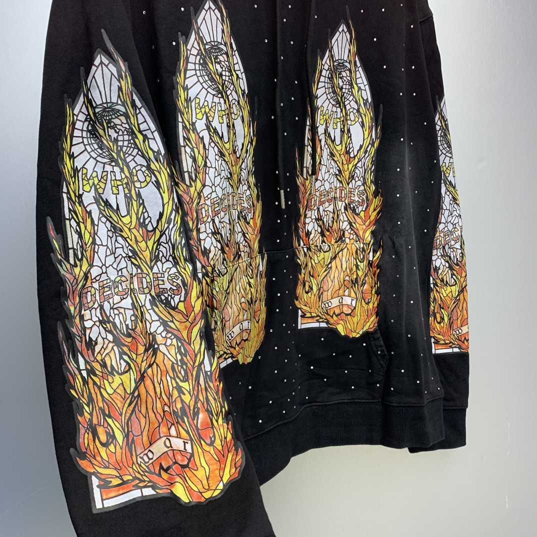 Who Decides War Flame Glass Hooded Sweatshirt - EUR FASHION