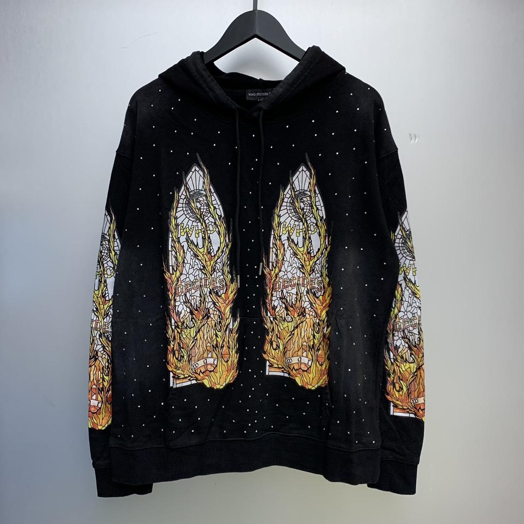 Who Decides War Flame Glass Hooded Sweatshirt - EUR FASHION