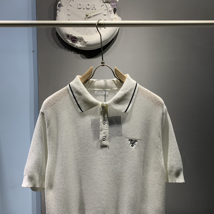 Prada Cotton And Silk Polo Shirt - EUR FASHION