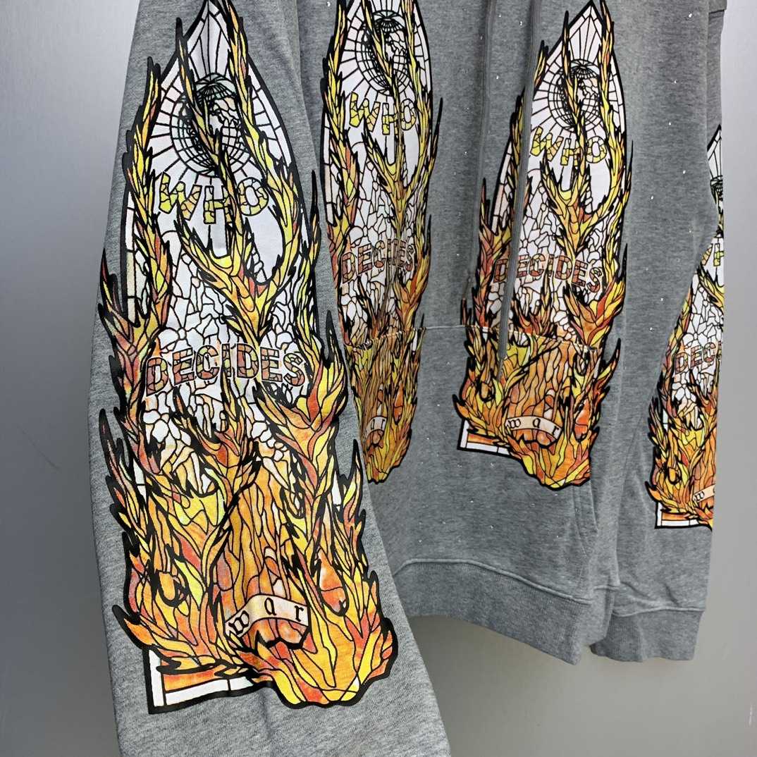 Who Decides War Flame Glass Hooded Sweatshirt - EUR FASHION