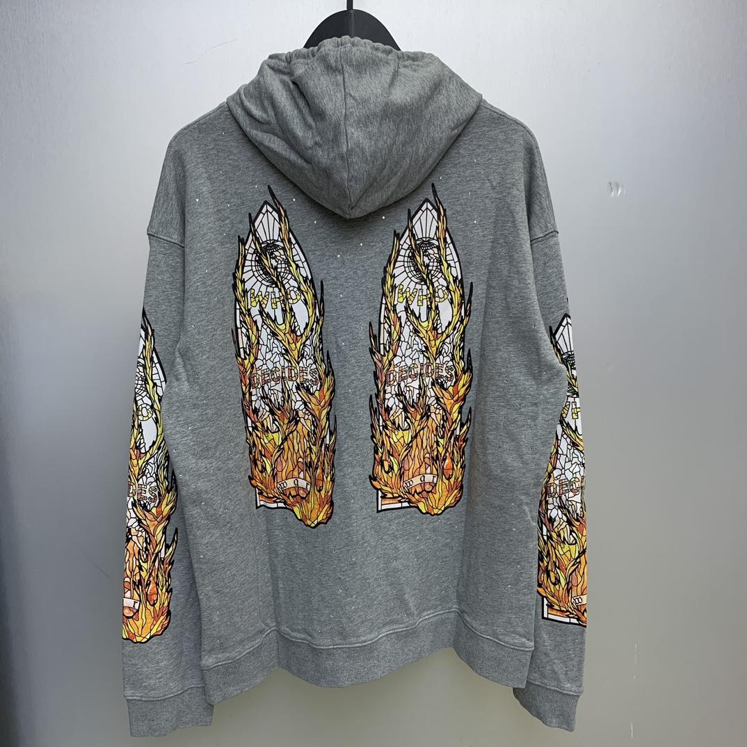 Who Decides War Flame Glass Hooded Sweatshirt - EUR FASHION