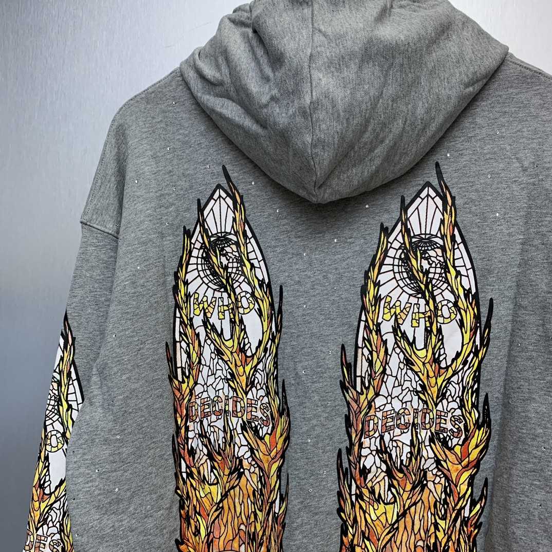 Who Decides War Flame Glass Hooded Sweatshirt - EUR FASHION