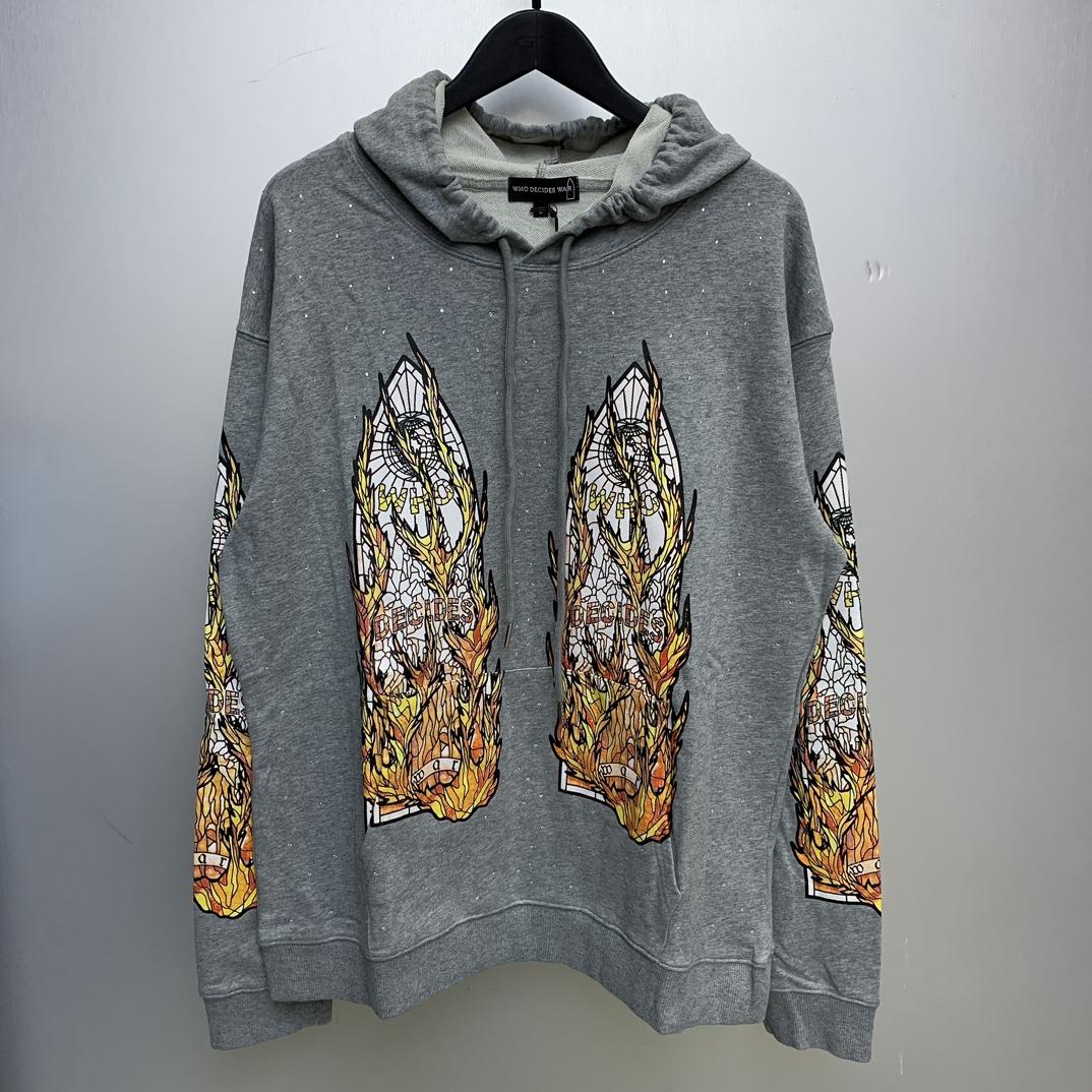 Who Decides War Flame Glass Hooded Sweatshirt - EUR FASHION