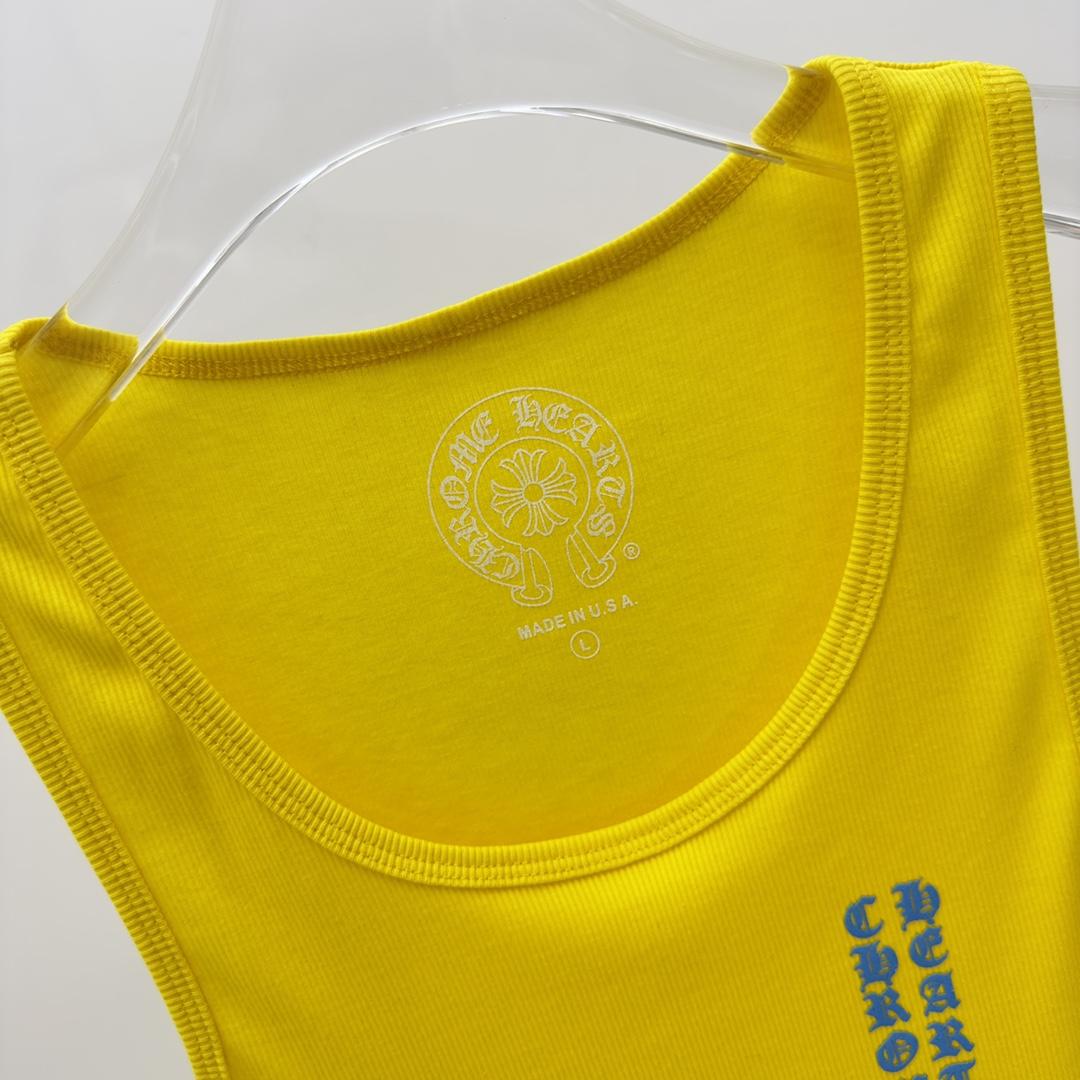 Chrome Hearts Yellow Vertical Logo Tank Top - EUR FASHION