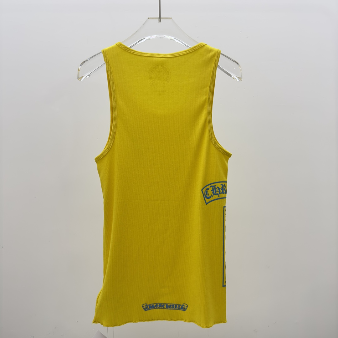 Chrome Hearts Yellow Vertical Logo Tank Top - EUR FASHION