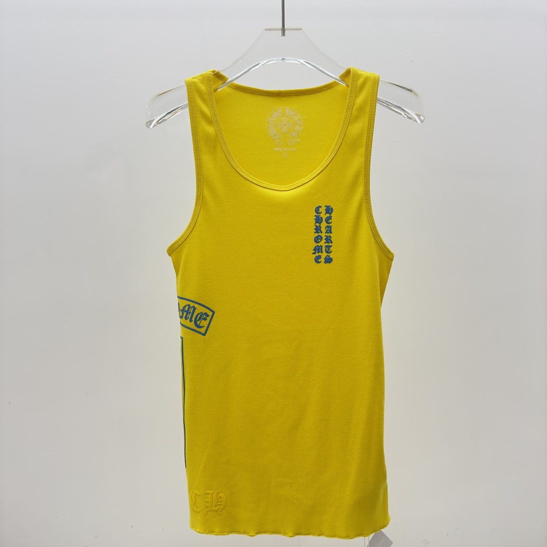 Chrome Hearts Yellow Vertical Logo Tank Top - EUR FASHION