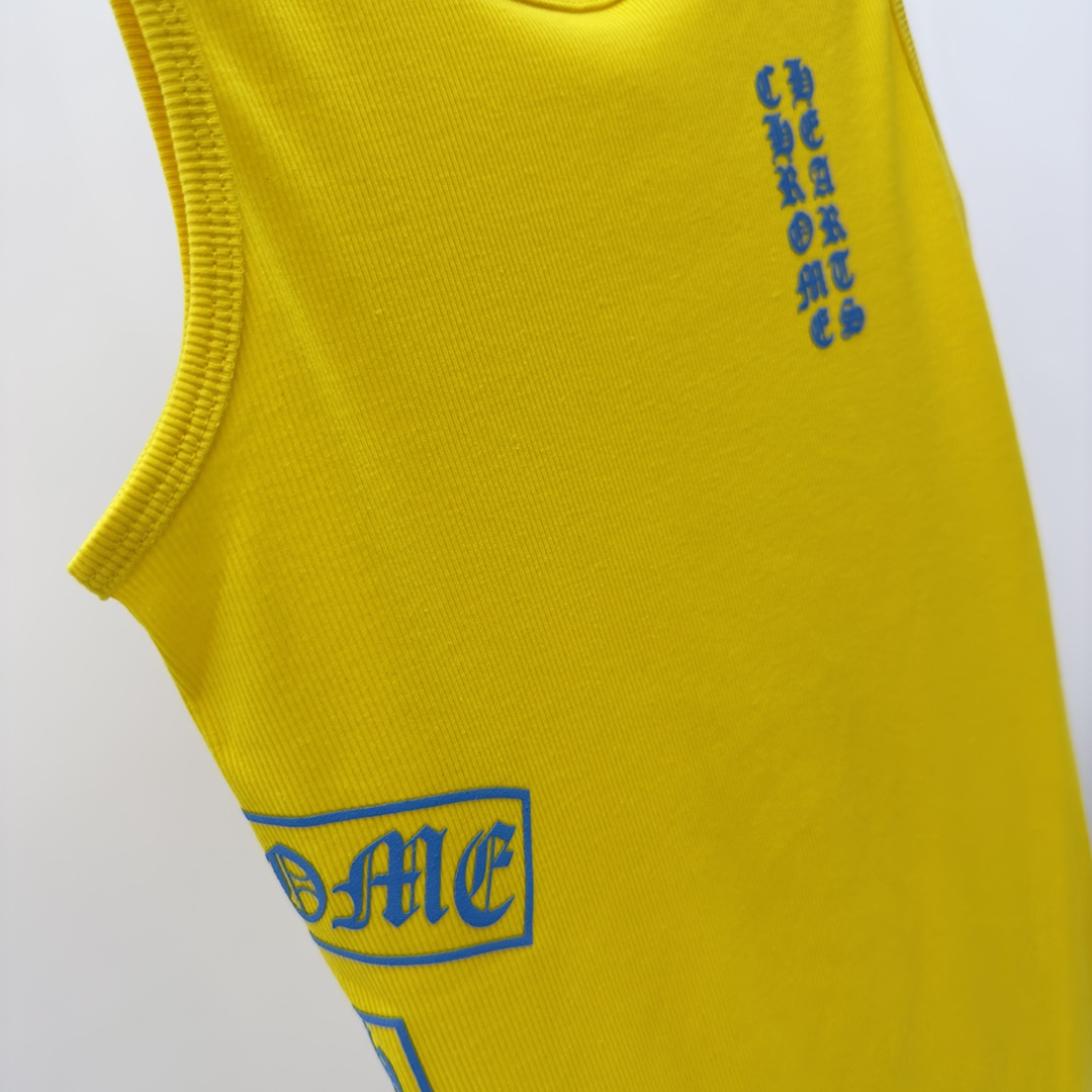 Chrome Hearts Yellow Vertical Logo Tank Top - EUR FASHION