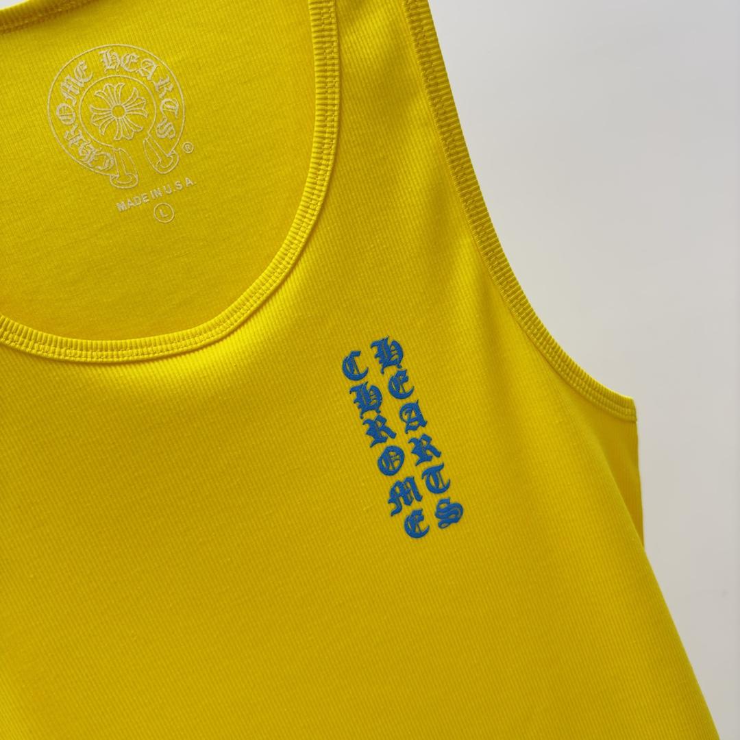 Chrome Hearts Yellow Vertical Logo Tank Top - EUR FASHION