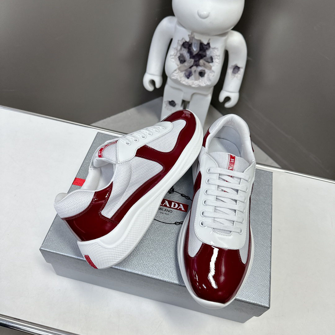 Prada Patent Leather And Technical Fabric Prada America's Cup Sneakers - EUR FASHION