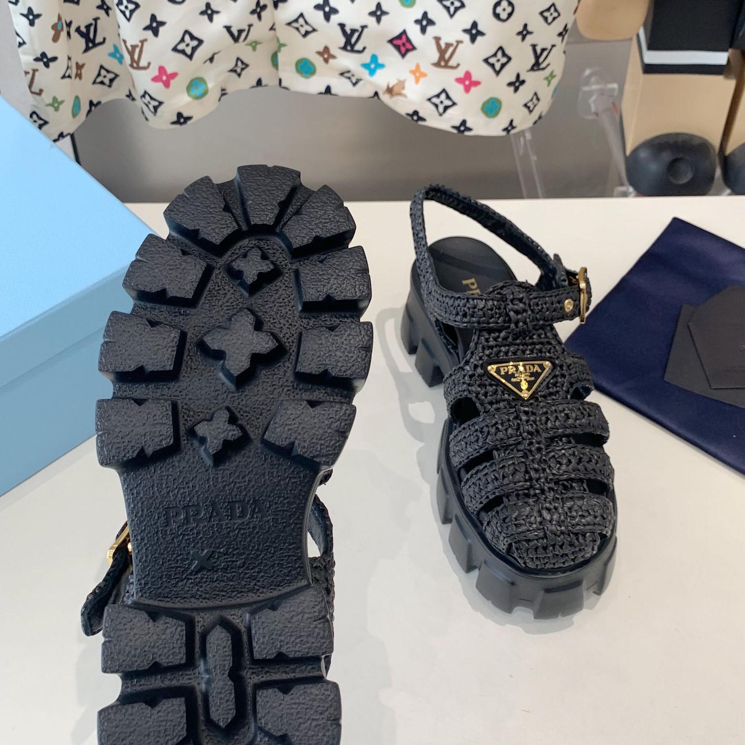 Prada Monolith Crochet Cage Sandals - EUR FASHION