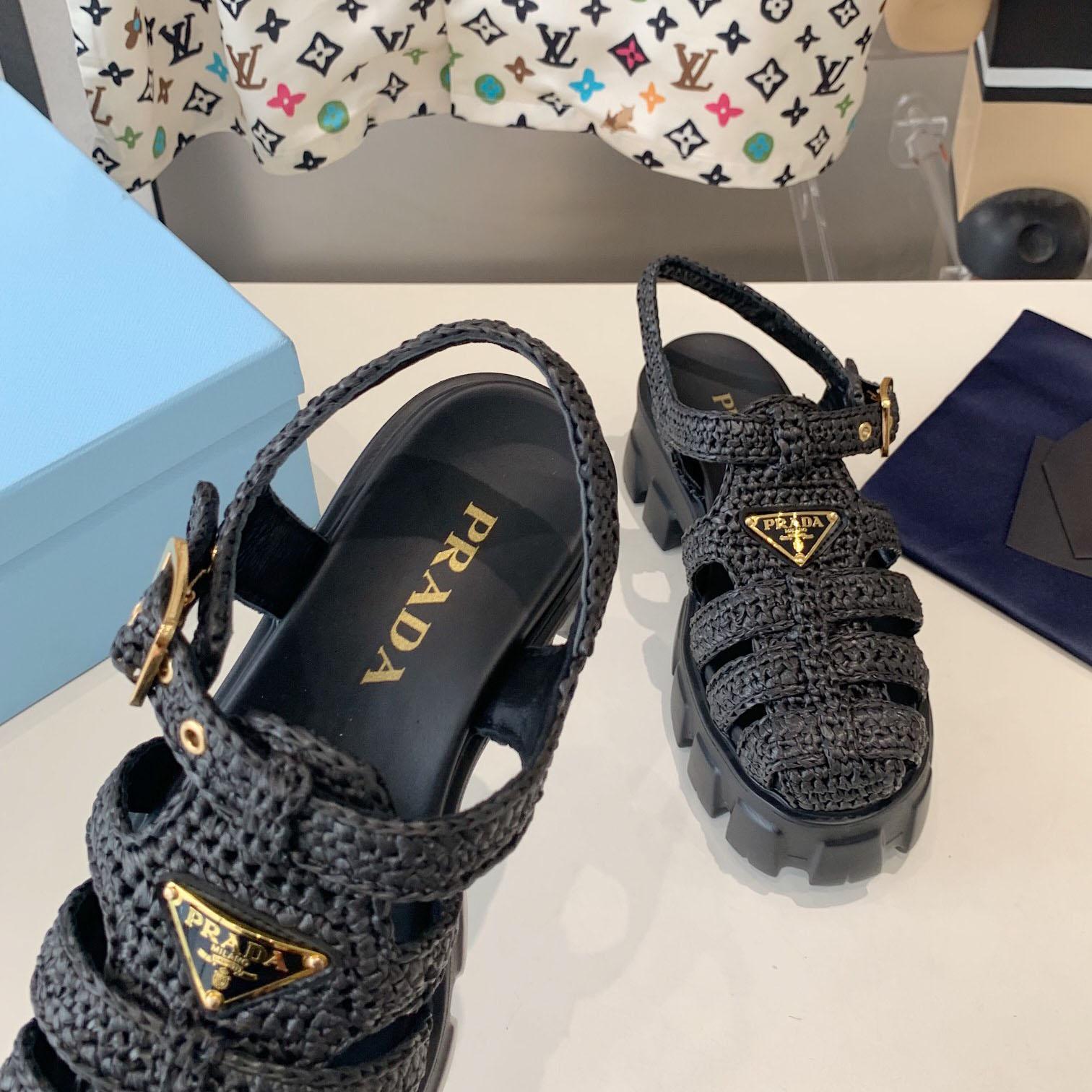 Prada Monolith Crochet Cage Sandals - EUR FASHION