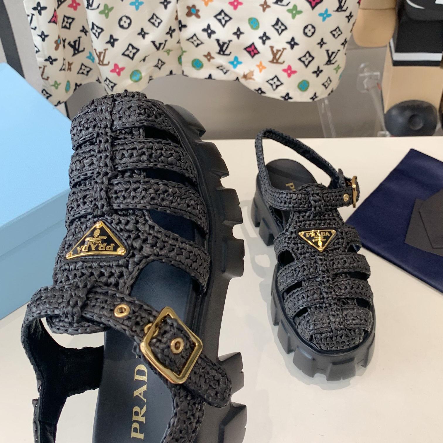 Prada Monolith Crochet Cage Sandals - EUR FASHION