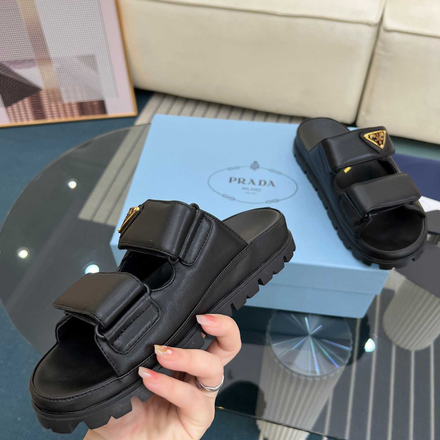 Prada Nappa Leather Slides - EUR FASHION