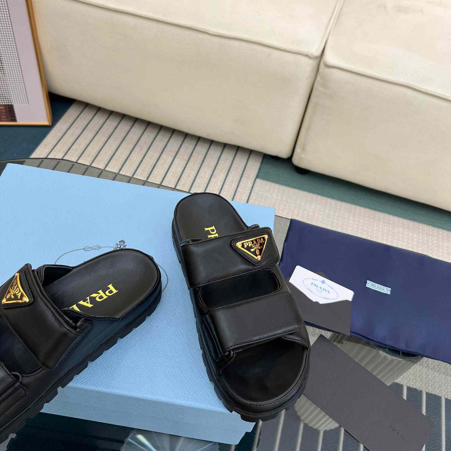 Prada Nappa Leather Slides - EUR FASHION