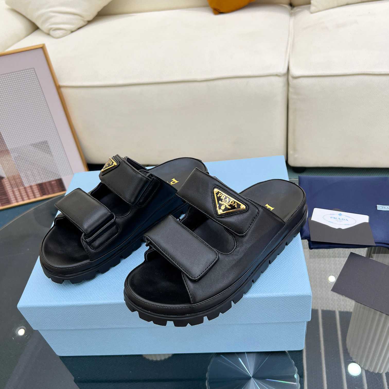 Prada Nappa Leather Slides - EUR FASHION