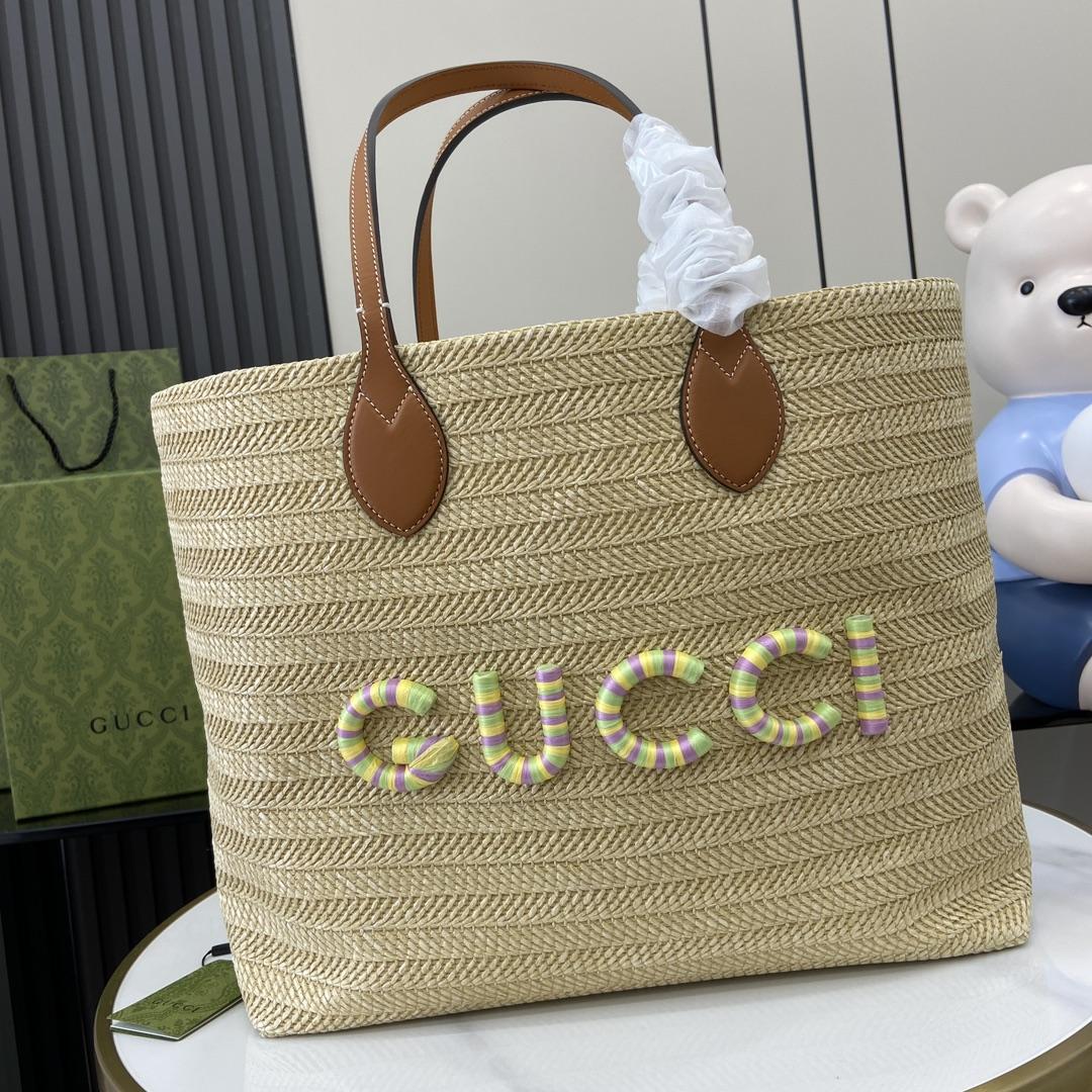 Gucci Medium Straw-effect Tote - EUR FASHION