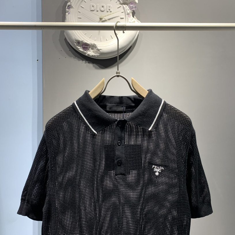 Prada Cotton And Silk Polo Shirt - EUR FASHION