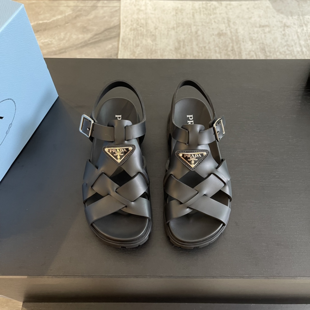 Prada Crisscross Rubber Sandals - EUR FASHION