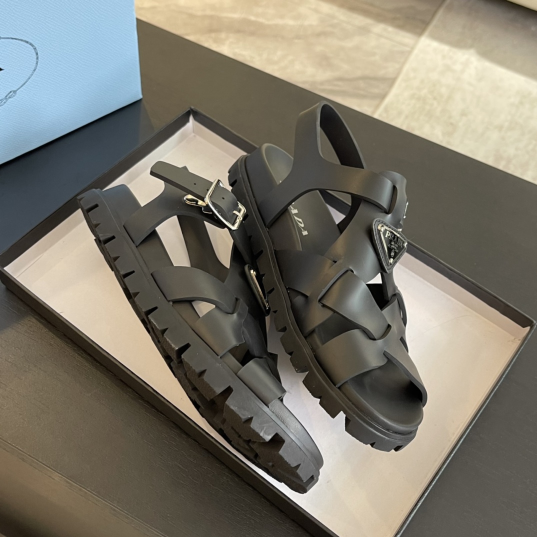 Prada Crisscross Rubber Sandals - EUR FASHION