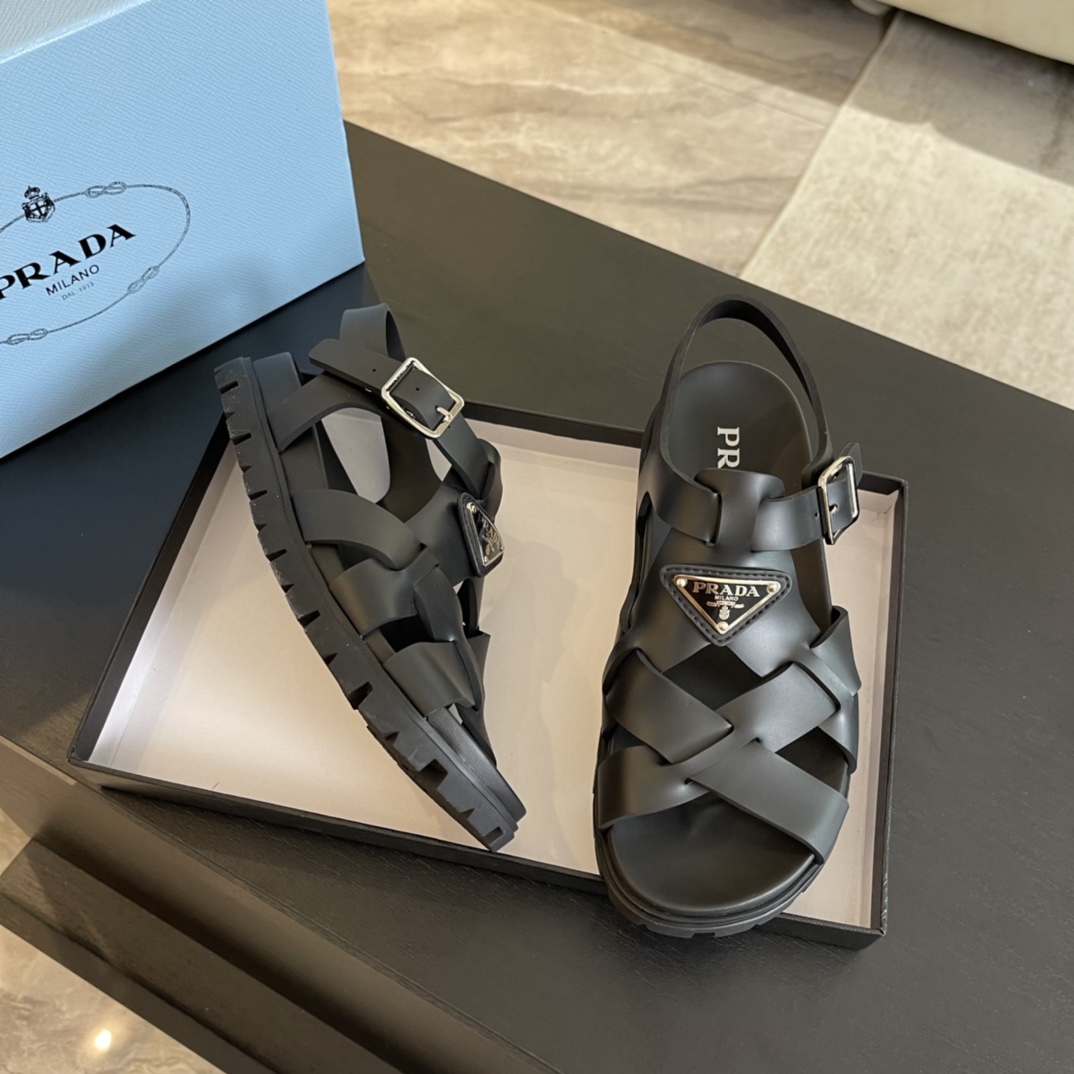 Prada Crisscross Rubber Sandals - EUR FASHION