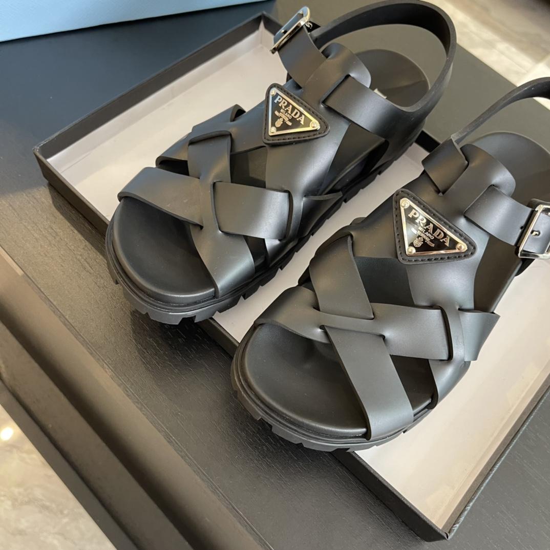 Prada Crisscross Rubber Sandals - EUR FASHION