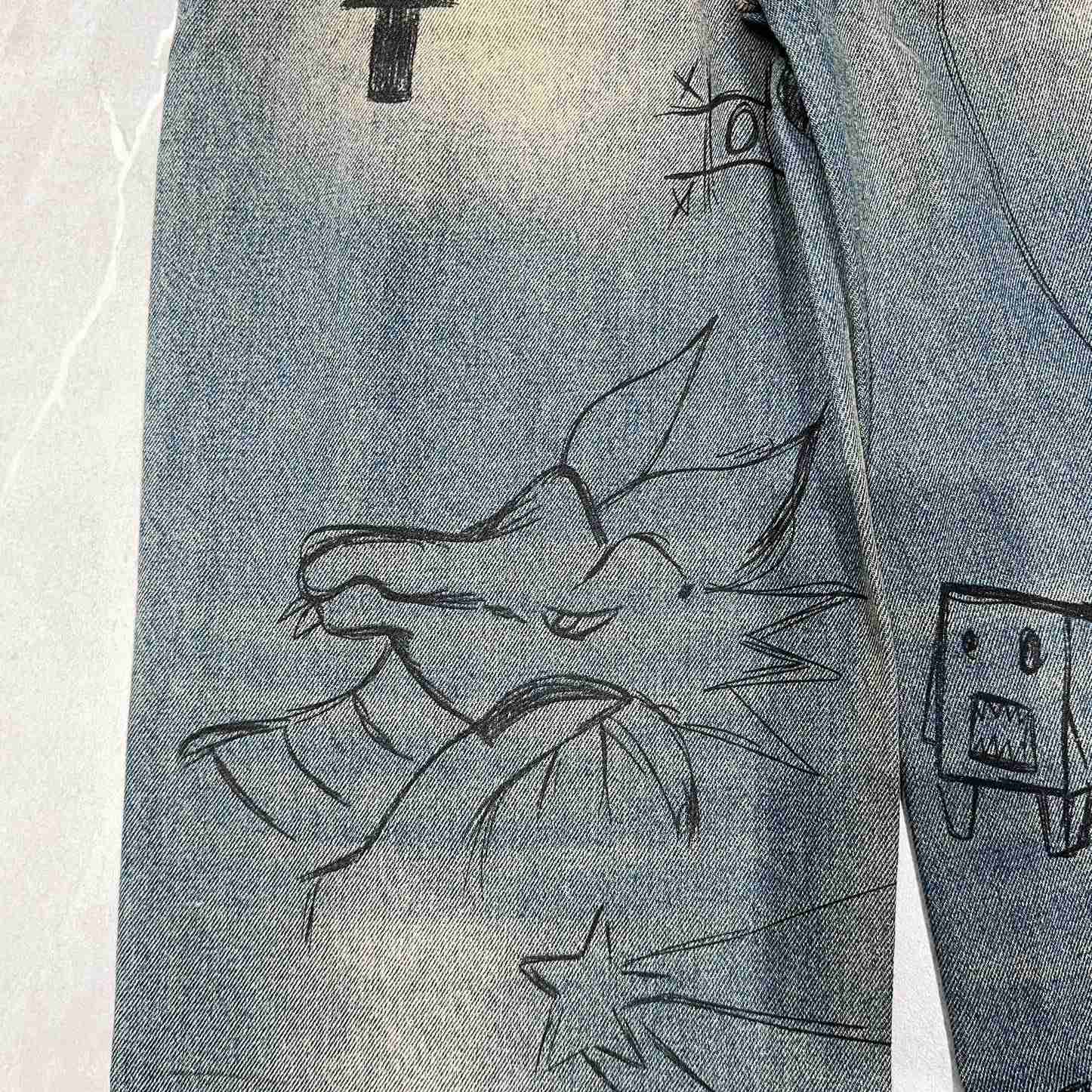 Balenciaga Rhinestone Baggy Distressed Jean   BG1003 - EUR FASHION