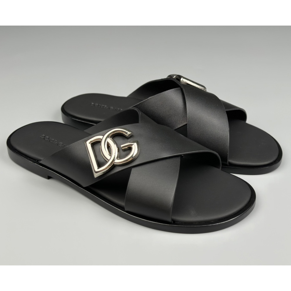 Dolce & Gabbana Logo-plaque Cross-over Leather Sandals - EUR FASHION