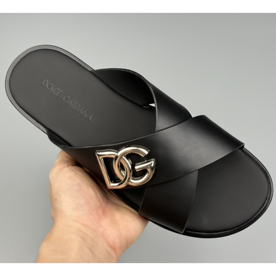 Dolce & Gabbana Logo-plaque Cross-over Leather Sandals - EUR FASHION