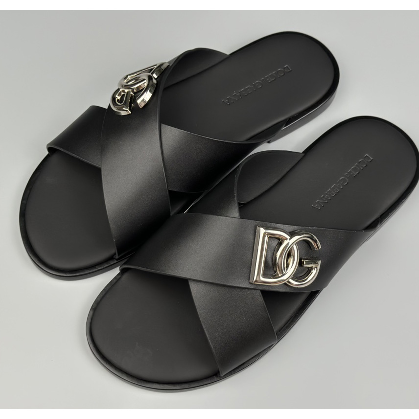 Dolce & Gabbana Logo-plaque Cross-over Leather Sandals - EUR FASHION