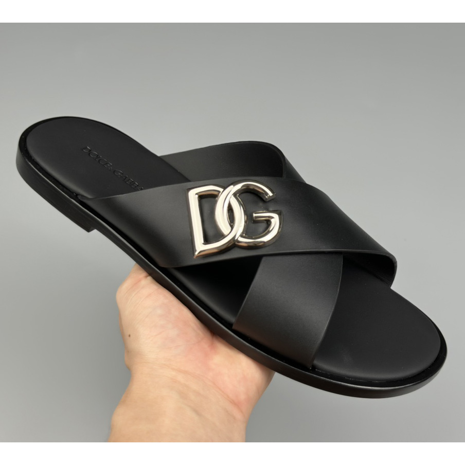 Dolce & Gabbana Logo-plaque Cross-over Leather Sandals - EUR FASHION