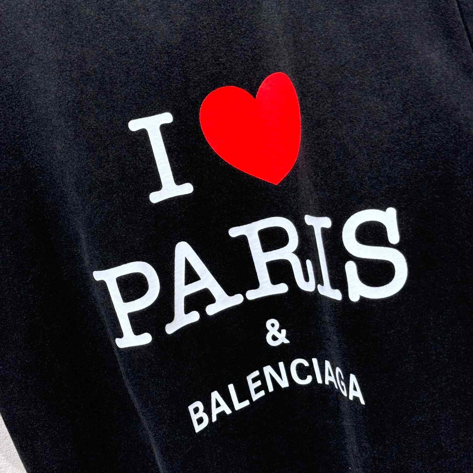 Balenciaga I Love Paris & Balenciaga T-Shirt Medium Fit In Black Faded - EUR FASHION