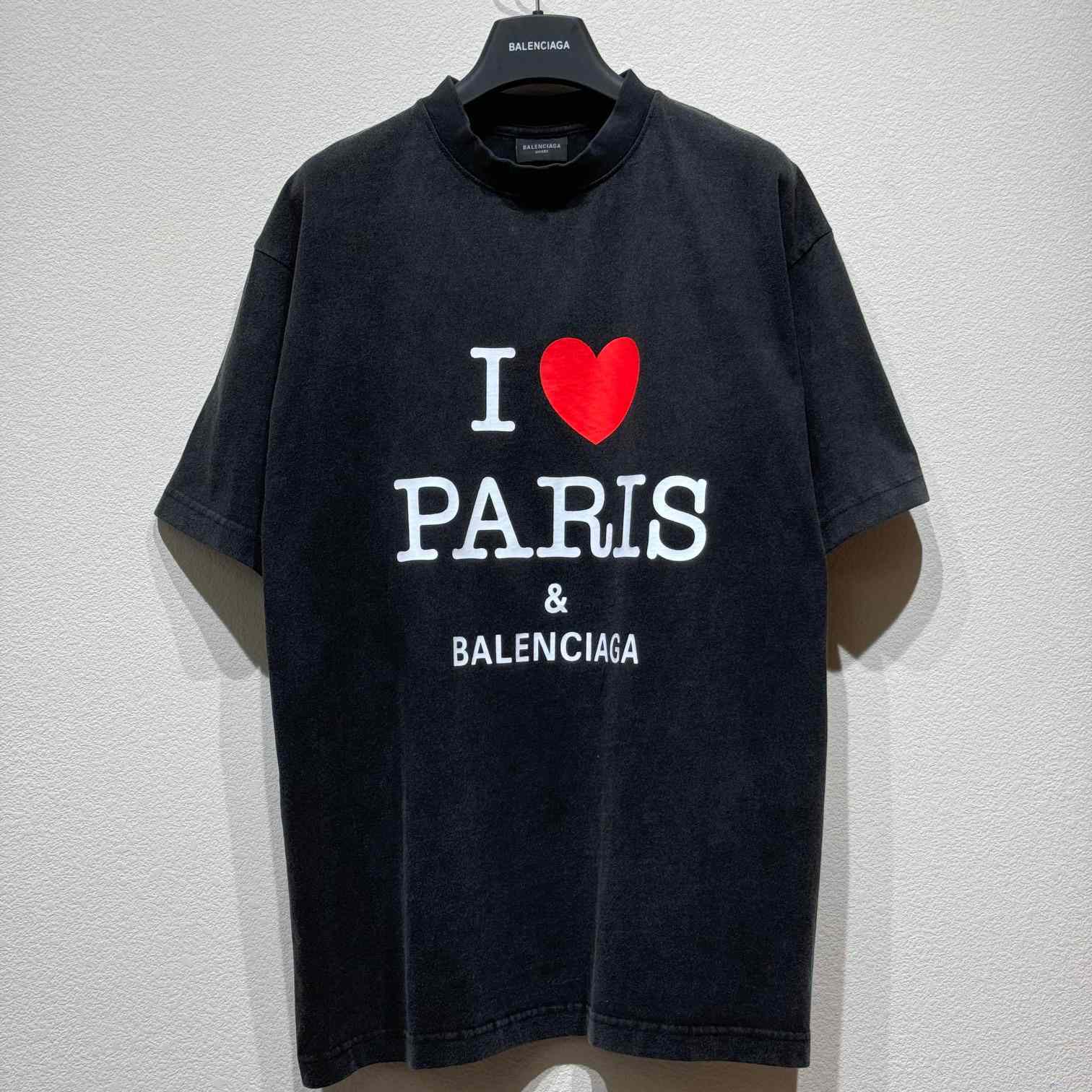 Balenciaga I Love Paris & Balenciaga T-Shirt Medium Fit In Black Faded - EUR FASHION