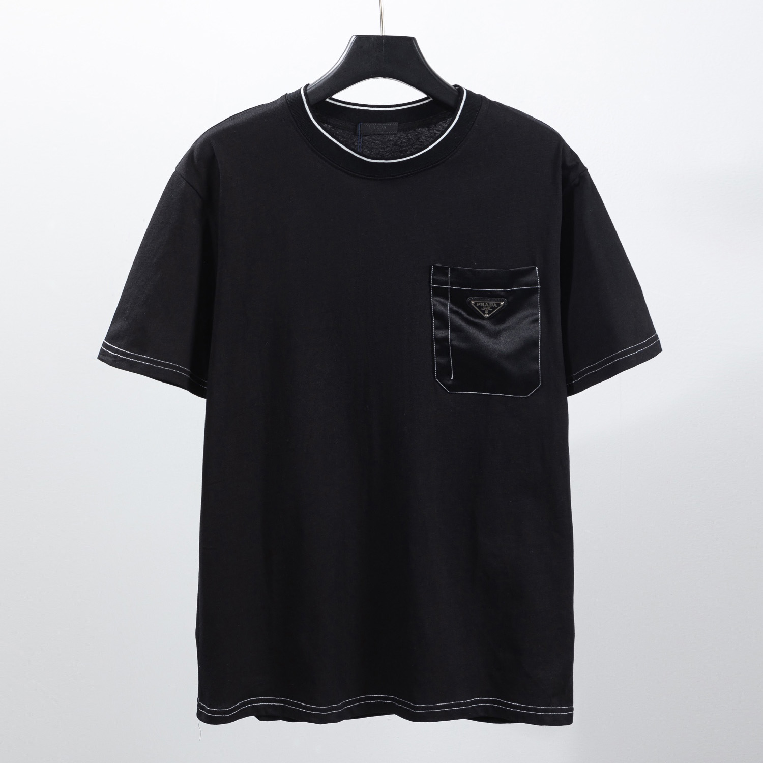 Prada Cotton T-shirt With Nylon Pocket - EUR FASHION