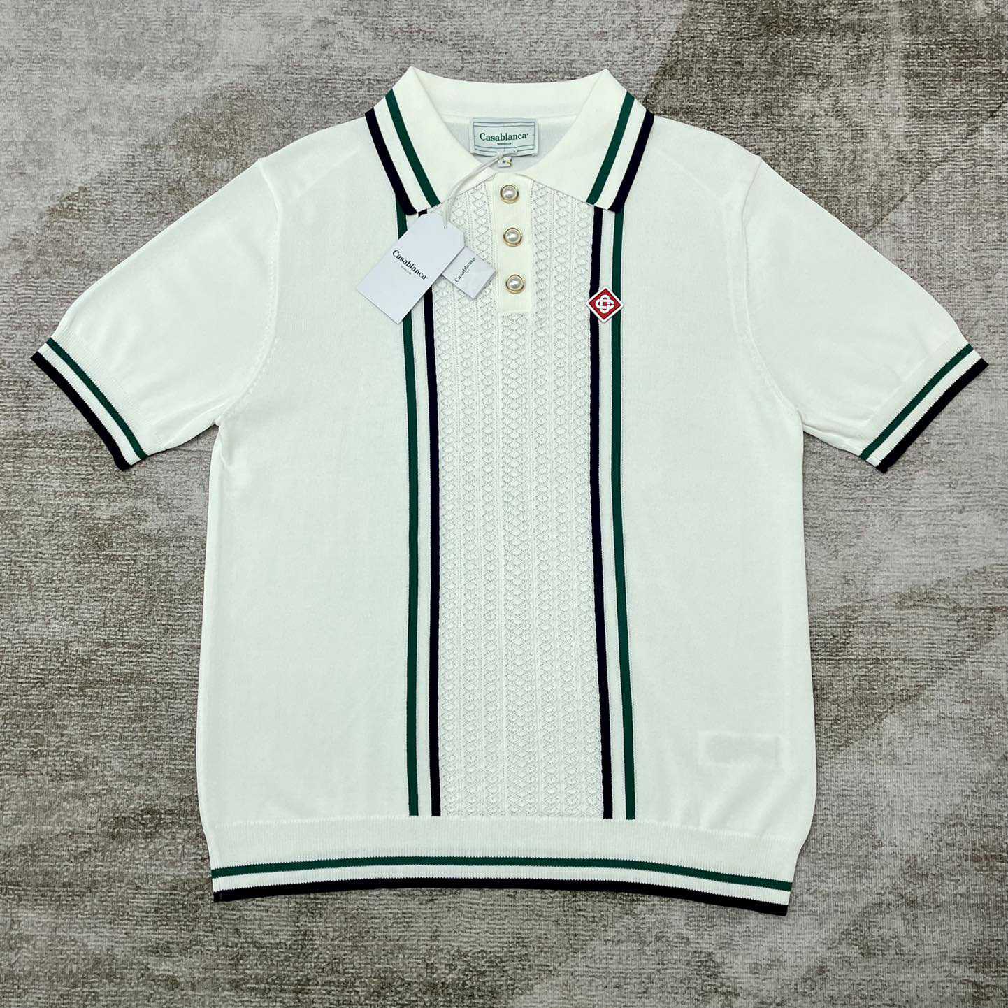 Casablanca Tennis Club Ribbed-knit Polo Shirt   D0043 - EUR FASHION