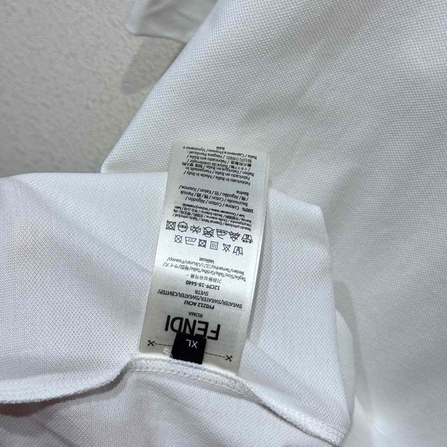 Fendi White Cotton Polo Shirt - EUR FASHION