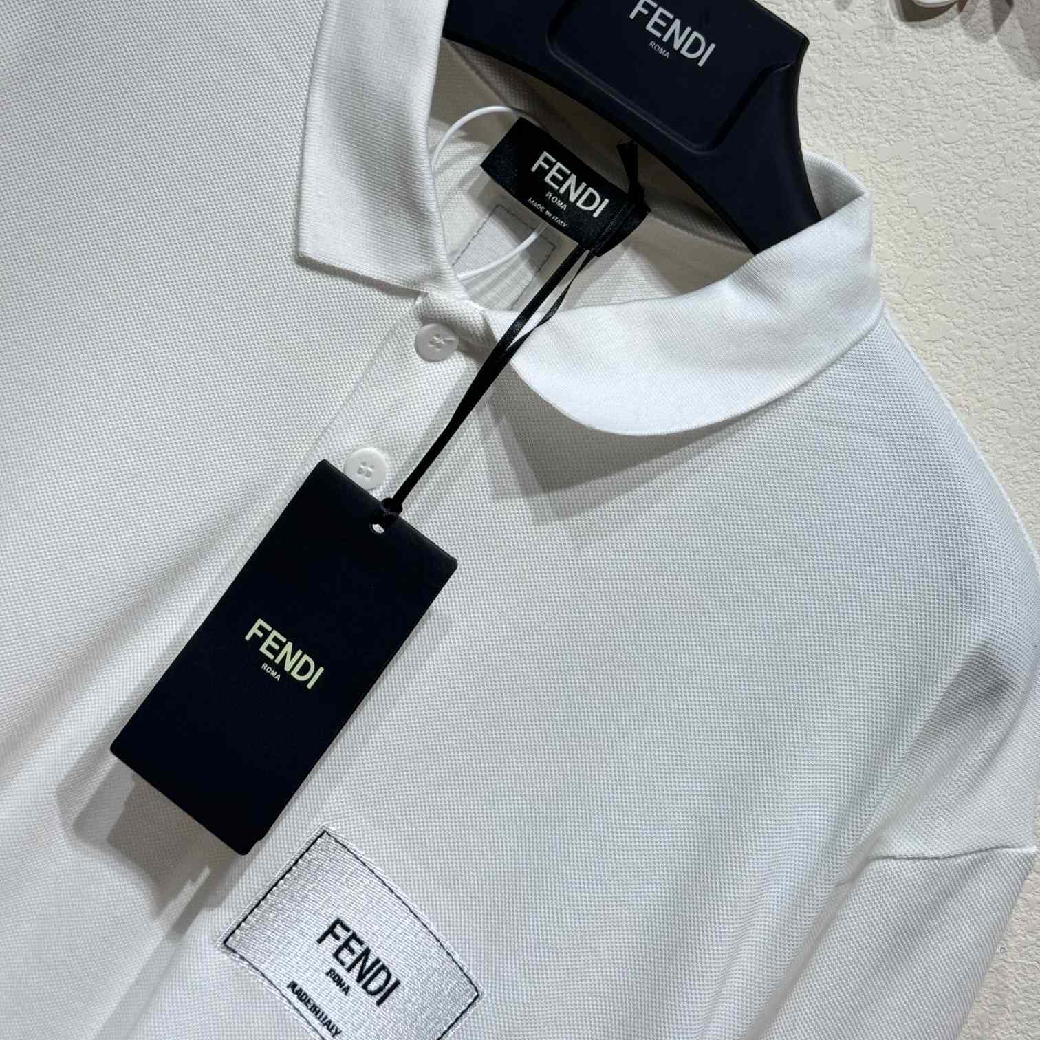 Fendi White Cotton Polo Shirt - EUR FASHION