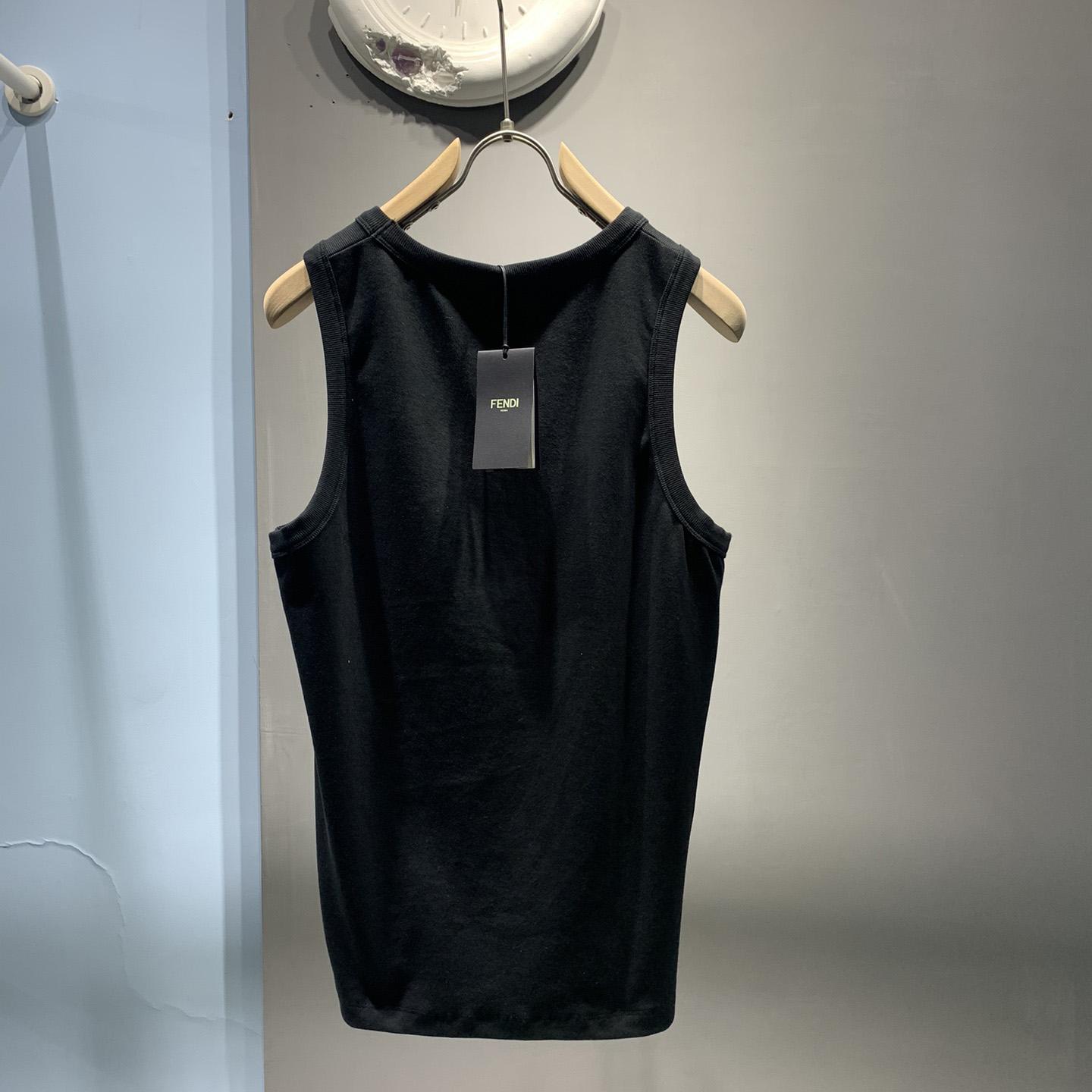 Fendi Black FF Logo Plaque Tank Top - EUR FASHION