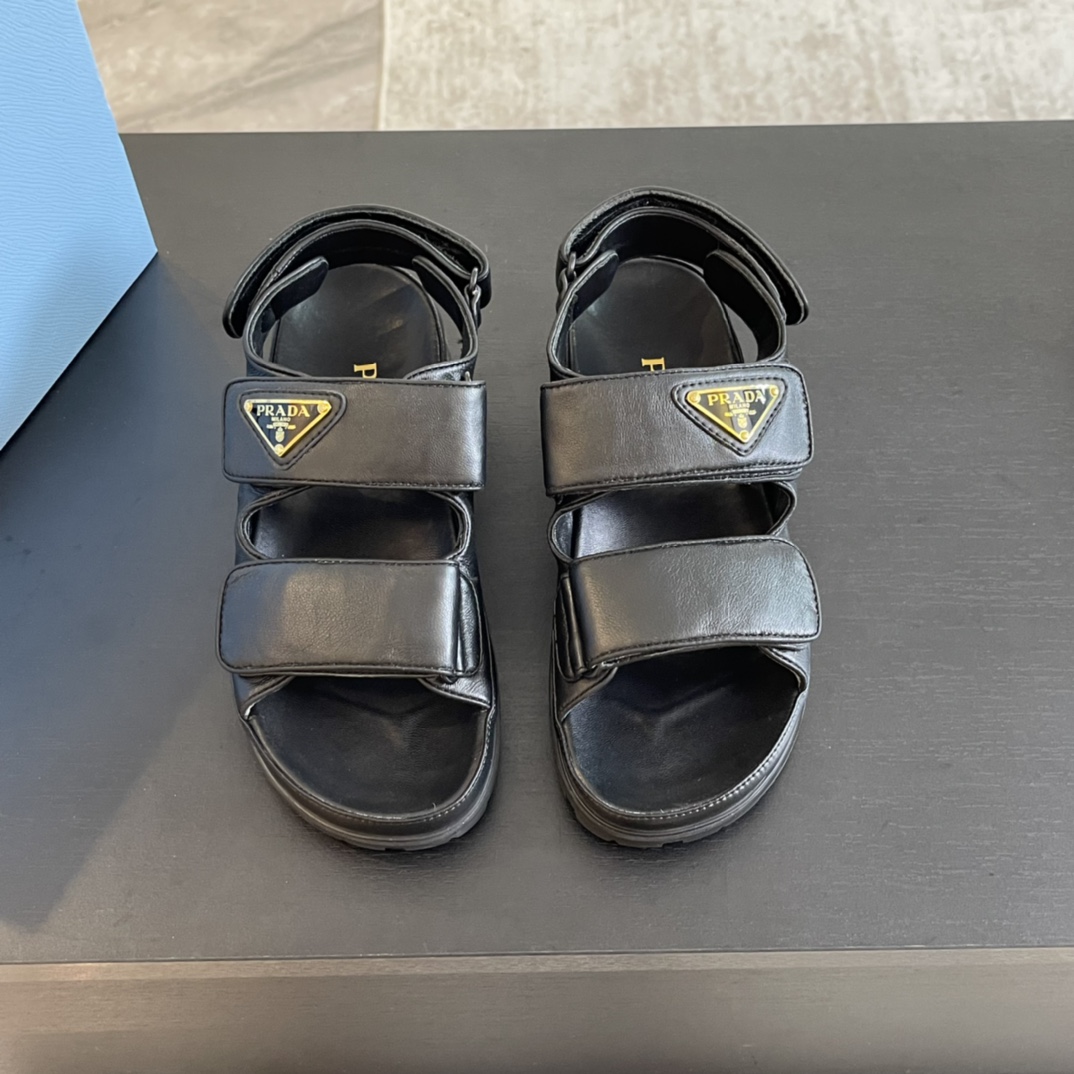 Prada Flat Nappa Leather Sandals - EUR FASHION