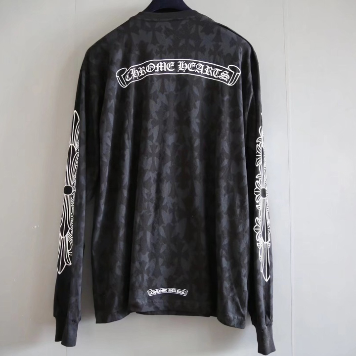 Chrome Hearts Cemetery Print Black Longsleeve Tee - EUR FASHION