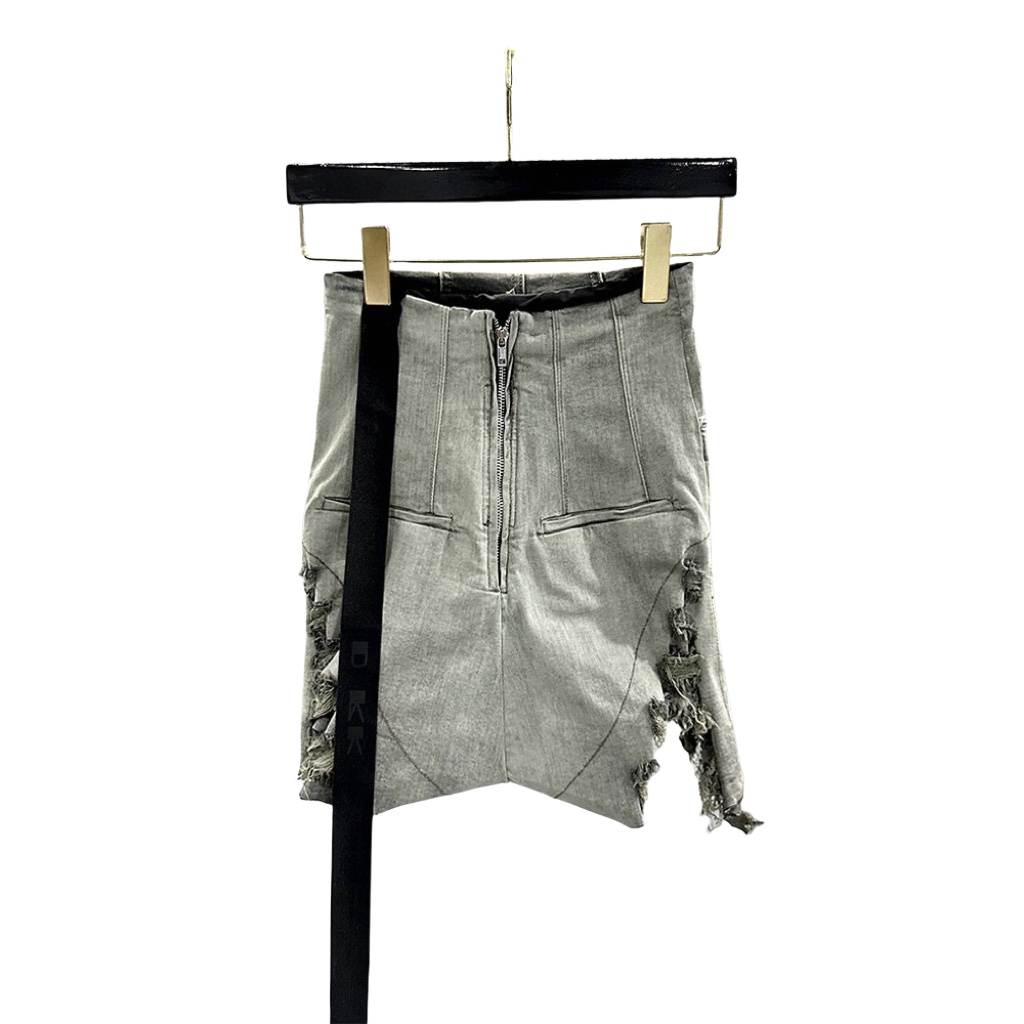 Rick Owens Distressed High-waist Mini Shorts  - EUR FASHION