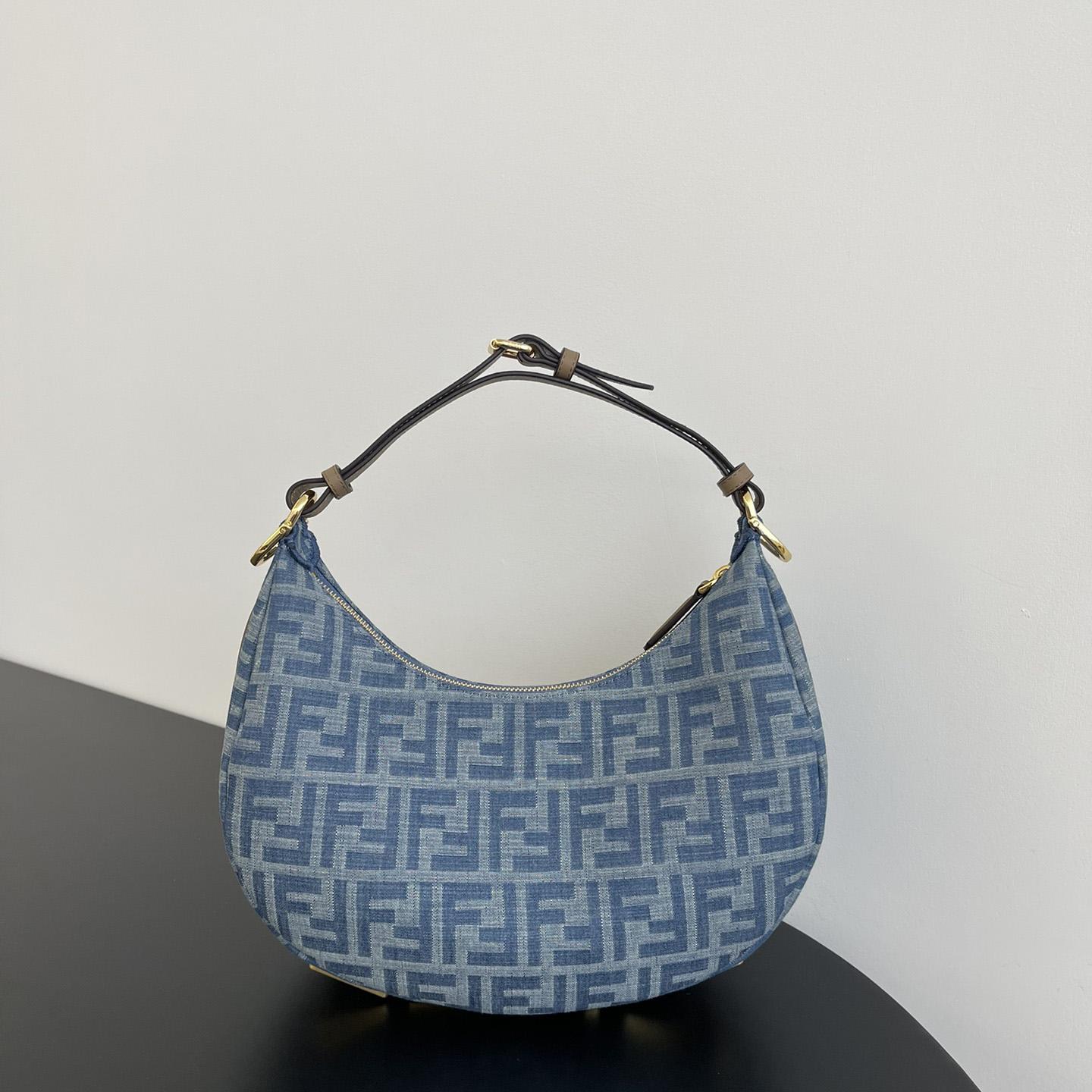 Fendi Fendigraphy Small Light Blue FF Denim Fabric Bag - EUR FASHION