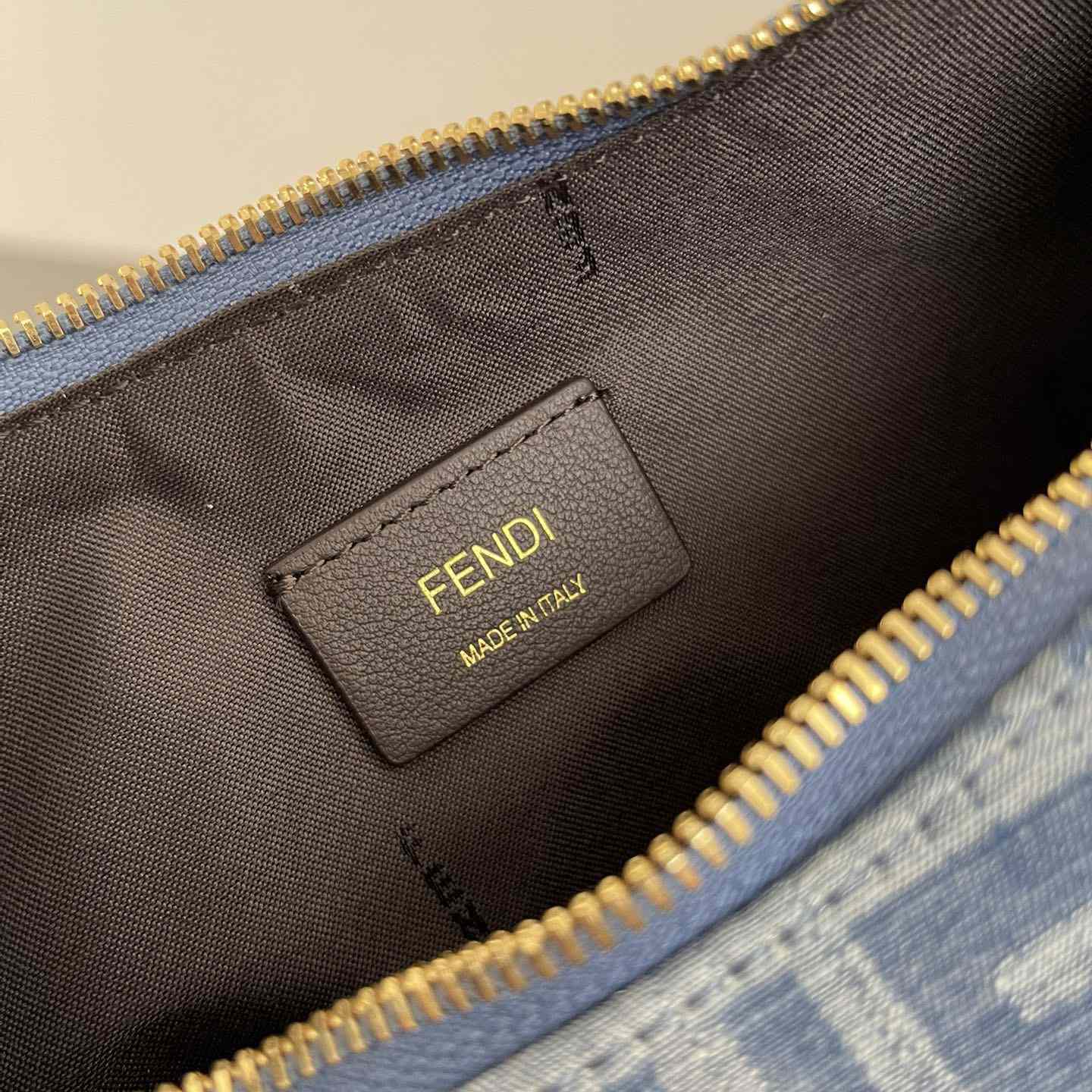 Fendi Fendigraphy Small Light Blue FF Denim Fabric Bag - EUR FASHION