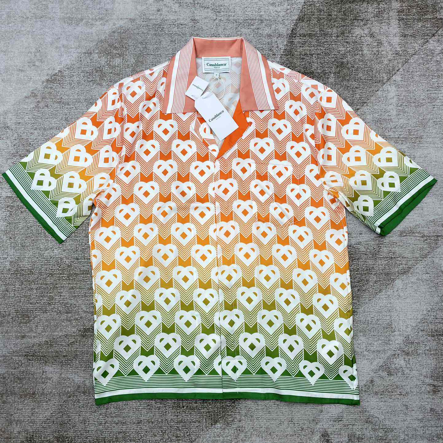 Casablanca Cuban Collar Short-Sleeve Shirt 'Heart Monogram Gradient'   CA3484 - EUR FASHION