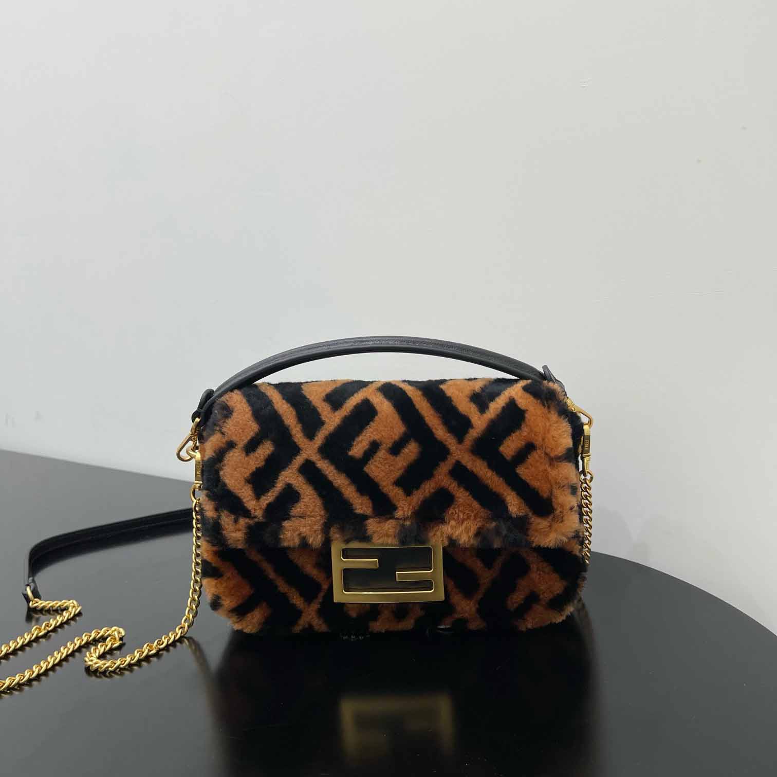 Fendi Mini Baguette Brown Sheepskin Bag - EUR FASHION